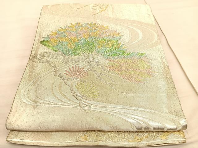 平和屋着物◎六通柄袋帯 浜松文 金銀糸 正絹 逸品 BAAV8563hv