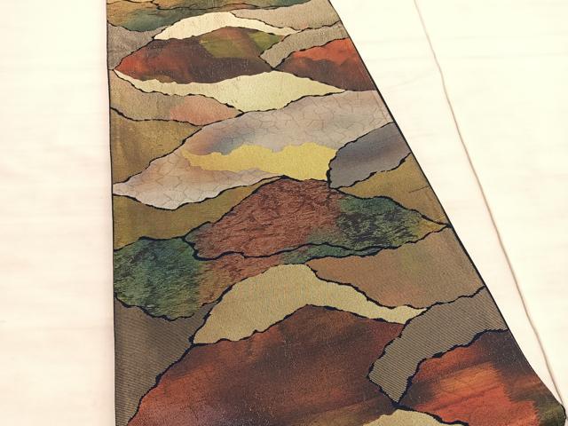 平和屋着物◎六通柄袋帯 重山文 金銀糸 正絹 逸品 BAAV8581hv