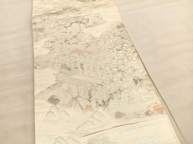 平和屋着物◎六通柄袋帯 古京錦 風景文 金銀糸 二重引箔 正絹 逸品 BAAV8589hv