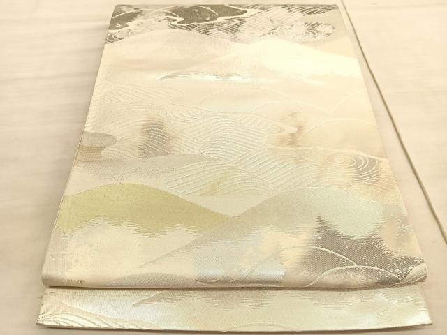 平和屋着物◎西陣 六通柄袋帯 重山流水文 金銀糸 引箔 正絹 逸品 未使用 BAAV8611hv