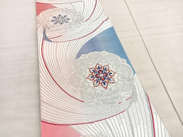 平和屋着物◎西陣 両面 全通柄袋帯 唐織 正倉院孔雀文 銀糸 正絹 逸品 BAAV8616hv
