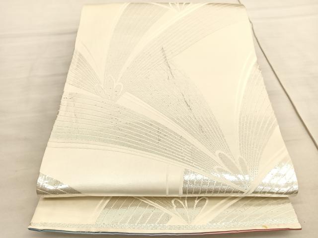 平和屋着物◎西陣 両面 全通柄袋帯 唐織 正倉院孔雀文 銀糸 正絹 逸品 BAAV8616hv