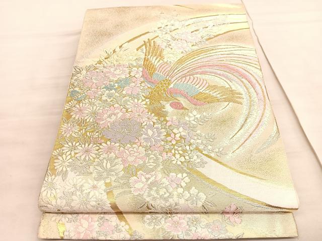平和屋着物◎西陣 服部織物謹製 六通柄袋帯 唐織 尾長鳥花文 金銀糸 正絹 逸品 BAAV8631hv