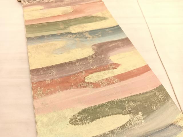 平和屋着物◎六通柄 京袋帯 エ霞文 金糸 引箔 正絹 逸品 BAAV8633hv