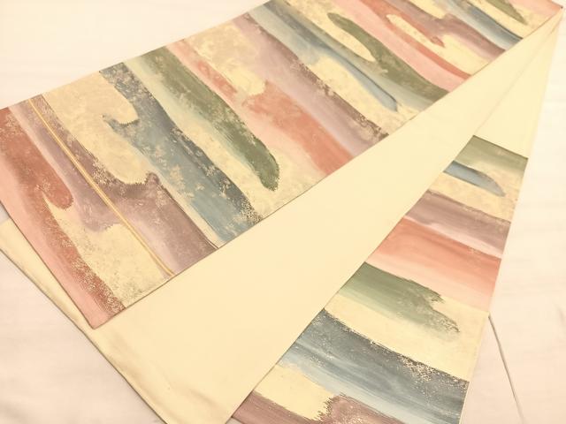 平和屋着物◎六通柄 京袋帯 エ霞文 金糸 引箔 正絹 逸品 BAAV8633hv