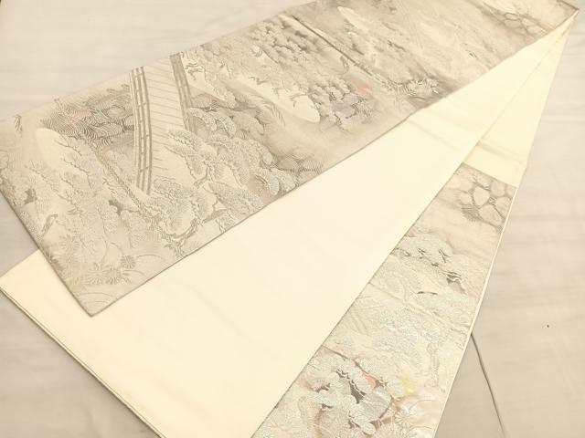 平和屋着物◎六通柄袋帯 古京錦 浜松文 銀糸 二重引箔 正絹 逸品 BAAV8661hv