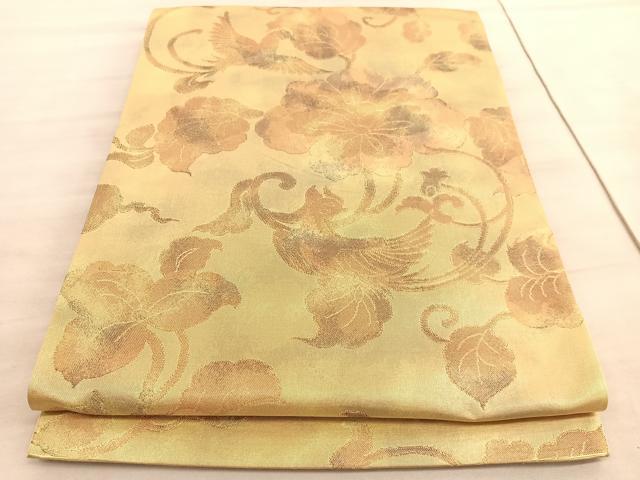 平和屋着物◎六通柄袋帯 更紗花鳥文 金糸 正絹 逸品 BAAV8664hv