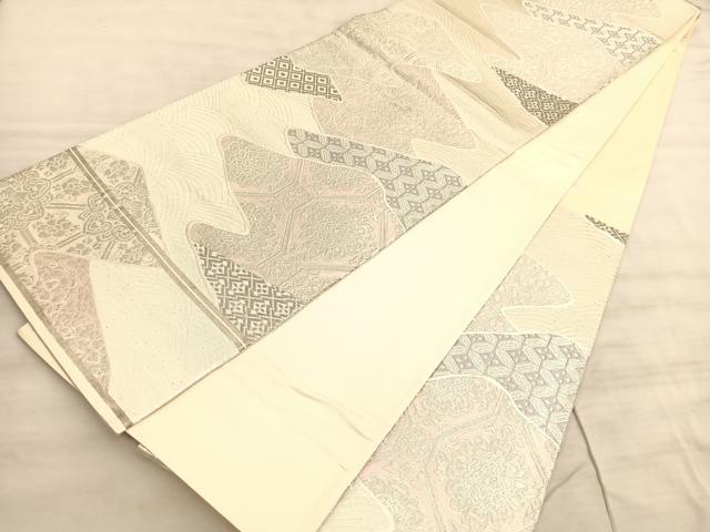 平和屋着物◎西陣 六通柄袋帯 唐織 立波蜀江花文 銀糸 正絹 逸品 BAAV8666hv