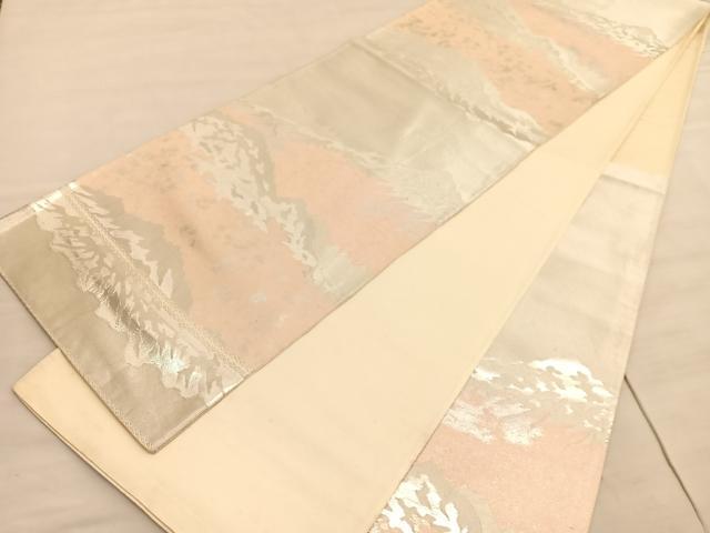 平和屋着物◎六通柄袋帯 山脈 銀糸 正絹 逸品 BAAV8667hv