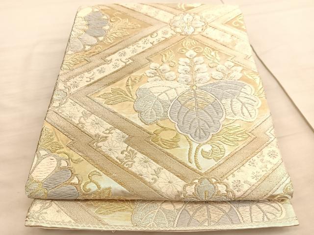 平和屋着物◎六通柄袋帯 唐織 松皮菱桐文 金銀糸 正絹 逸品 BAAV8684hv