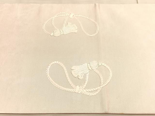 平和屋着物◎太鼓柄袋帯 総刺繍 駒刺繍 結び紐 引箔 正絹 逸品 BAAV8746hv