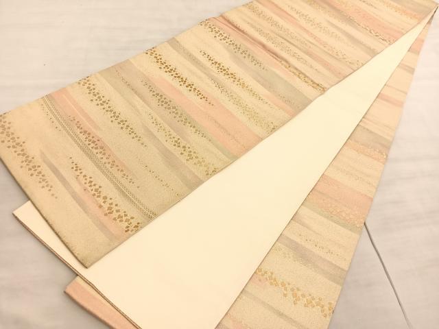 平和屋着物◎六通柄袋帯 箔散らし文様 金糸 正絹 逸品 BAAV8823hv