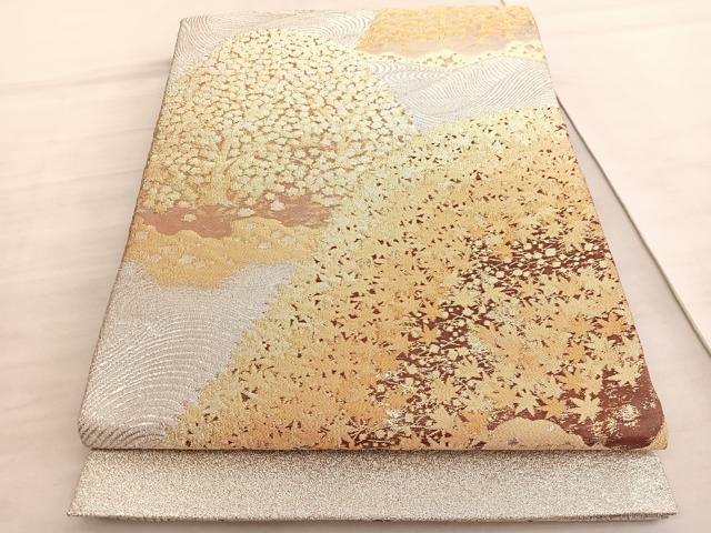 平和屋着物◎太鼓柄袋帯 綴れ 春秋波濤図 金銀糸 正絹 逸品 BAAV8848hv