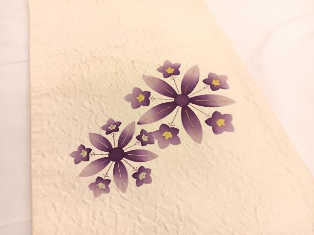 平和屋着物●太鼓柄袋帯 ふくれ織 草花文 金銀彩 正絹 逸品 BAAV8905hv