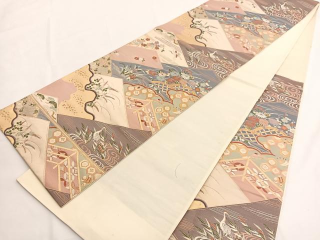 平和屋着物◎六通柄袋帯 唐織 御所解文 金糸 正絹 逸品 BAAV8920hv