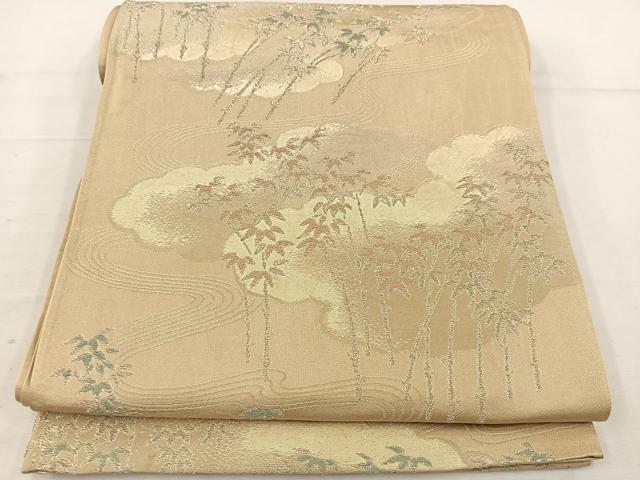 平和屋着物◎六通柄袋帯 雲重ね笹竹文 金糸 正絹 逸品 BAAV9149mz