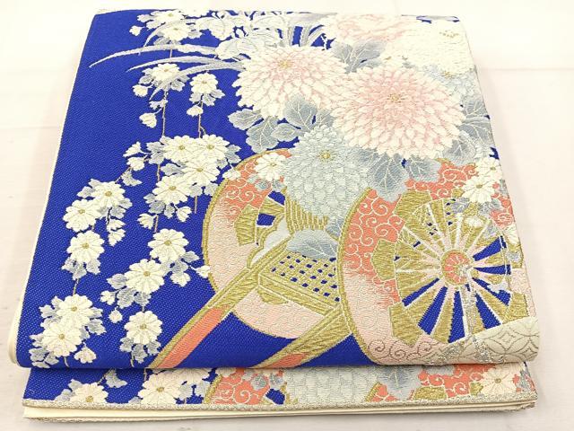 平和屋着物◎六通柄袋帯 花車文 金銀糸 正絹 逸品 BAAV9184mz