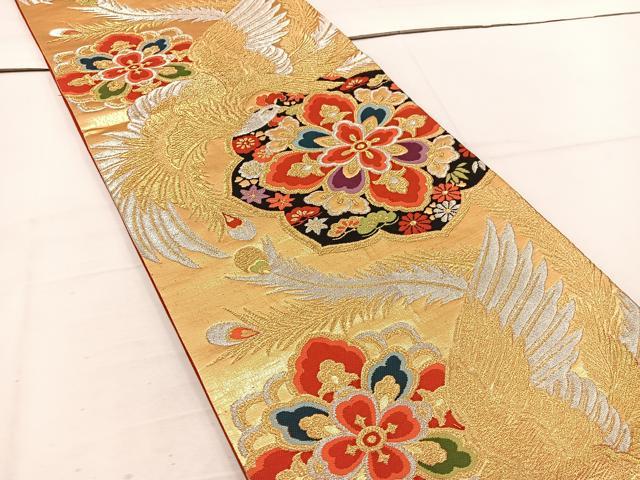 平和屋着物◎六通柄袋帯 鳳凰花文 金銀糸 正絹 逸品 BAAV9245mz