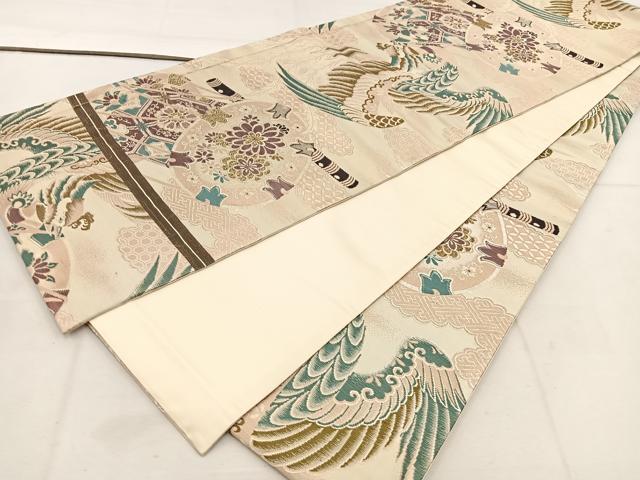 平和屋着物◎アンティーク 大正ロマン 全通柄 京袋帯 引き抜き帯 唐織 鳳凰鼓花文 正絹 逸品 BAAV9254mz