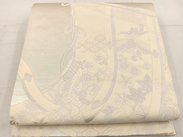 平和屋着物◎六通柄袋帯 唐織 鳳凰几帳花文 銀糸 正絹 逸品 BAAV9276mz