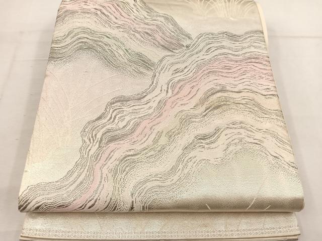 平和屋着物◎六通柄袋帯 流水草葉文 プラチナ箔二重織 正絹 逸品 BAAV9322mz