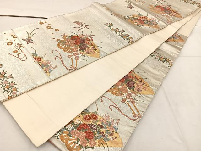 平和屋着物◎六通柄袋帯 唐織 鳳凰花車文 金糸 正絹 逸品 BAAV9344mz