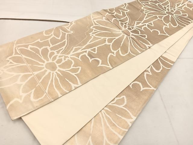 平和屋着物◎六通柄袋帯 草花文 引箔 正絹 逸品 BAAV9348mz