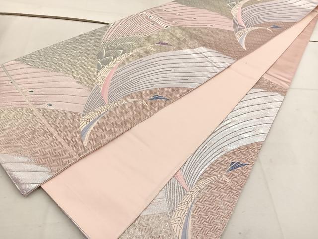 平和屋着物◎六通柄袋帯 唐織 孔雀 銀糸 正絹 逸品 BAAV9380mz