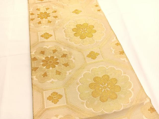平和屋着物◎六通柄袋帯 蜀江花文 金糸 正絹 逸品 BAAV9466hv