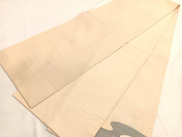 平和屋着物◎太鼓柄袋帯 紬地 すくい織 枝花文 正絹 逸品 BAAV9559hv