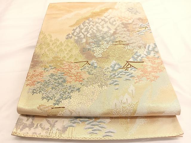 平和屋着物◎六通柄袋帯 唐織 佐賀山水 金銀糸 正絹 逸品 BAAV9620hv