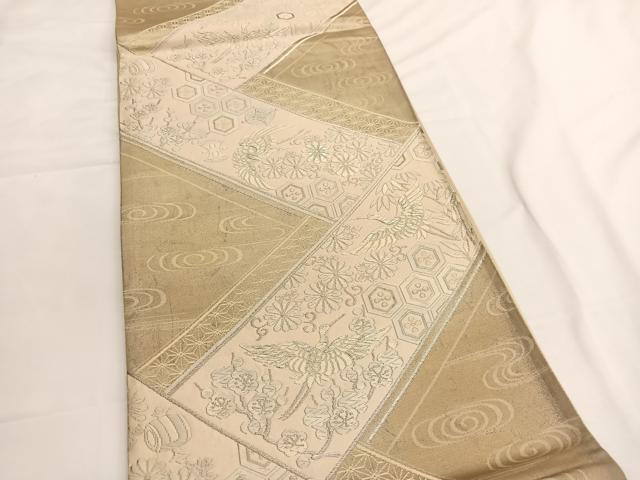 平和屋着物◎六通柄袋帯 唐織 飛鶴有職花文 金糸 正絹 逸品 BAAV9624hv