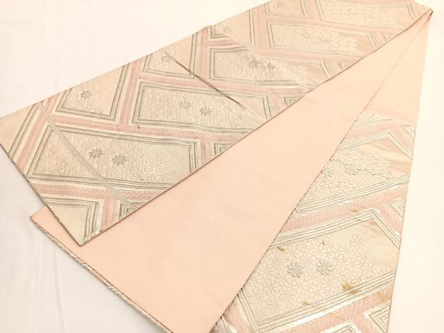 平和屋着物◎六通柄袋帯 唐織 檜垣花文 銀糸 やまとオリジナル 正絹 逸品 BAAV9663hv