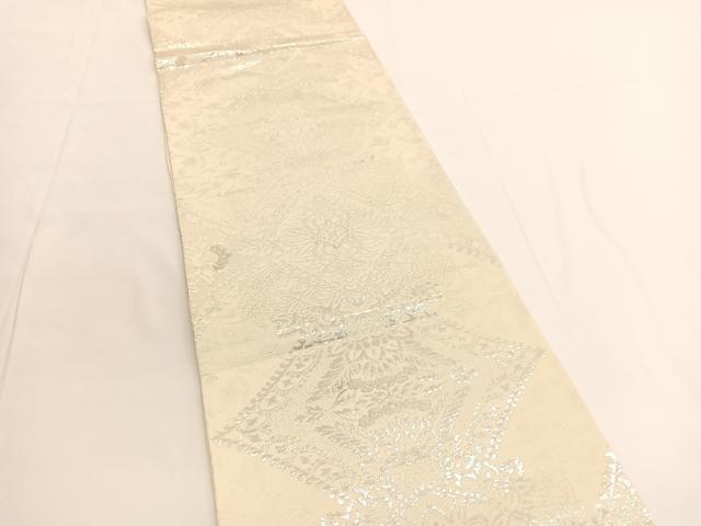 平和屋着物◎六通柄 本袋帯 手織錦 更紗飾花文 純銀箔 正絹 逸品 BAAV9668hv