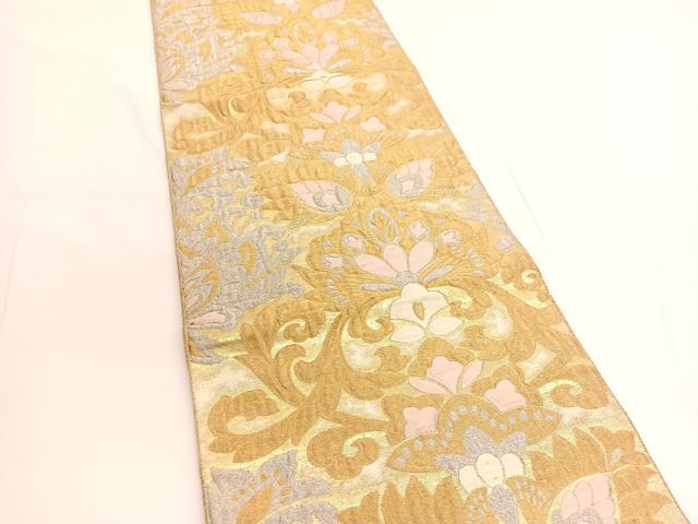 平和屋着物◎六通柄 京袋帯 唐織 飾花文 金銀糸 正絹 逸品 BAAV9672hv