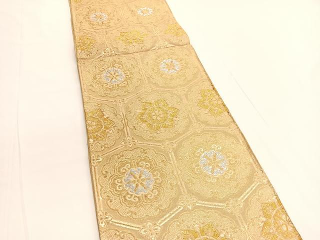 平和屋着物◎六通柄袋帯 亀甲花文 金銀糸 正絹 逸品 BAAV9697hv
