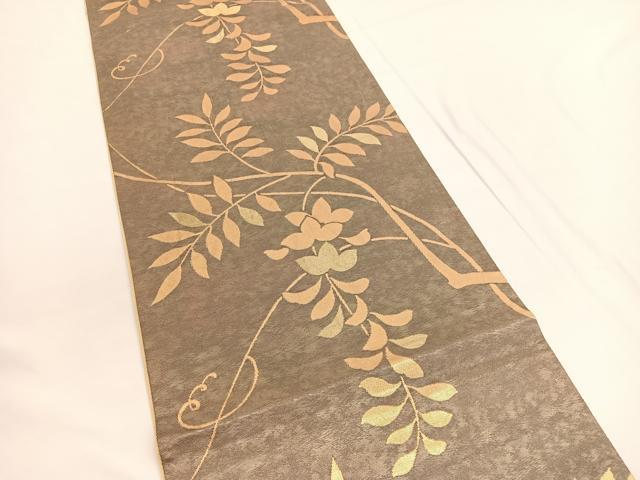 平和屋着物◎六通柄袋帯 枝花文 金糸 引箔 正絹 逸品 BAAV9701hv