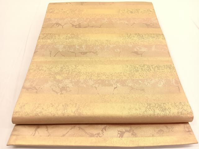 平和屋着物◎六通柄袋帯 横段文 金糸 引箔 正絹 逸品 BAAV9712hv