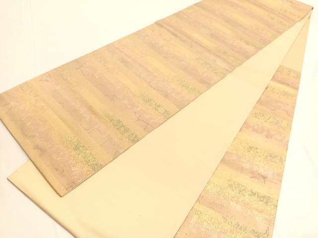 平和屋着物◎六通柄袋帯 横段文 金糸 引箔 正絹 逸品 BAAV9712hv