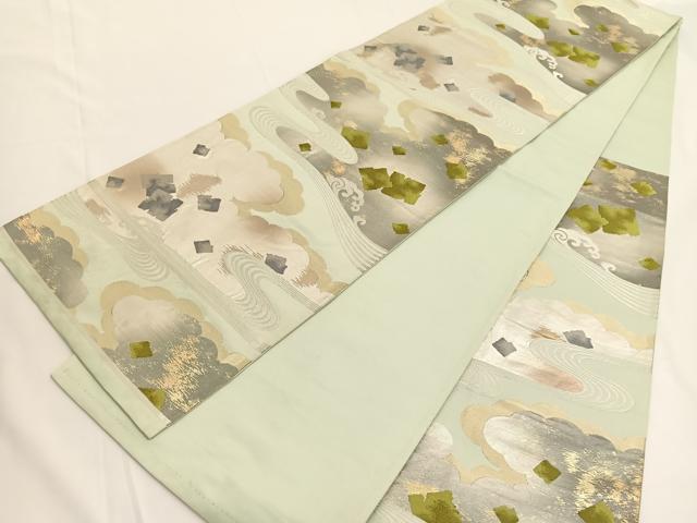 平和屋着物◎六通柄袋帯 唐織 立波破れ色紙文 金銀糸 正絹 逸品 BAAV9722hv