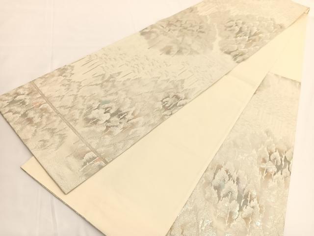 平和屋着物◎六通柄袋帯 古京錦 樹林文 銀糸 二重引箔 正絹 逸品 BAAV9733hv