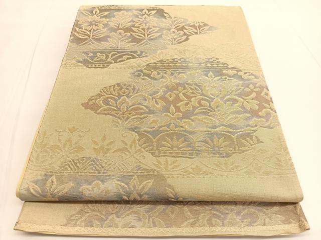 平和屋着物◎六通柄袋帯 更紗飾花文 金糸 正絹 逸品 BAAV9735hv