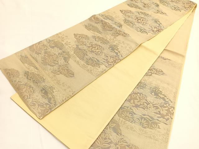 平和屋着物◎六通柄袋帯 更紗飾花文 金糸 正絹 逸品 BAAV9735hv