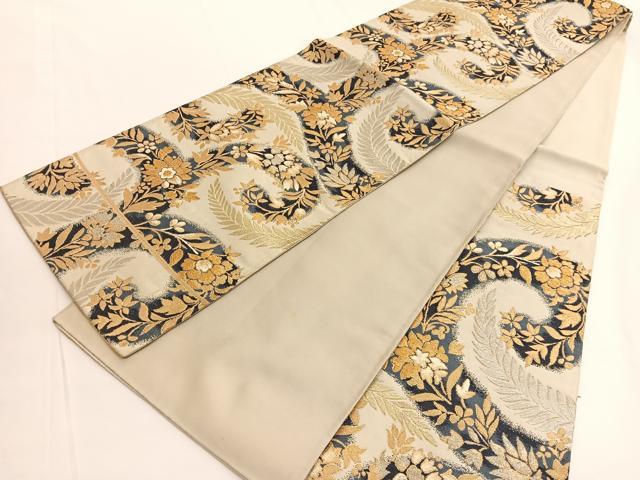 平和屋着物◎六通柄袋帯 唐織 更紗花唐草文 金銀糸 正絹 逸品 BAAV9751hv