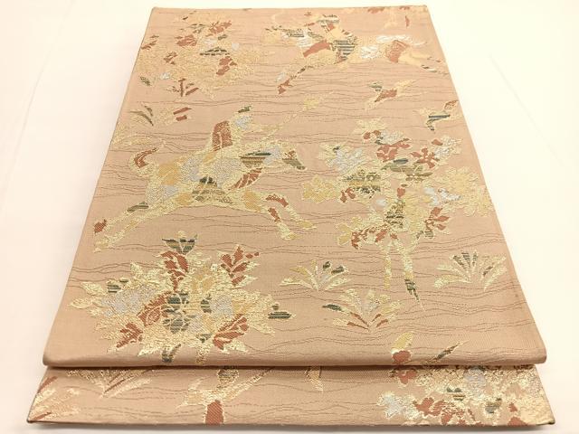 平和屋着物◎六通柄 京袋帯 唐織 狩猟花文 金銀糸 正絹 逸品 BAAV9757hv