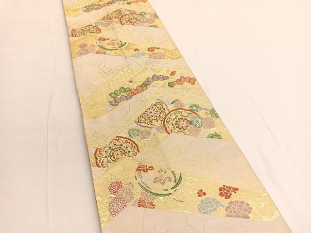平和屋着物◎六通柄袋帯 正倉院花文 金銀糸 正絹 逸品 BAAV9762hv