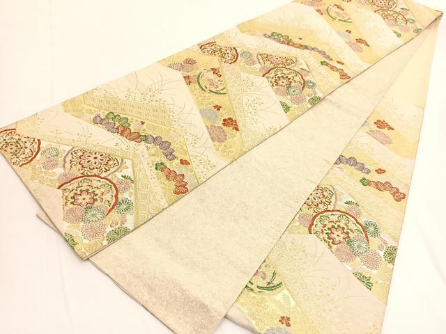 平和屋着物◎六通柄袋帯 正倉院花文 金銀糸 正絹 逸品 BAAV9762hv