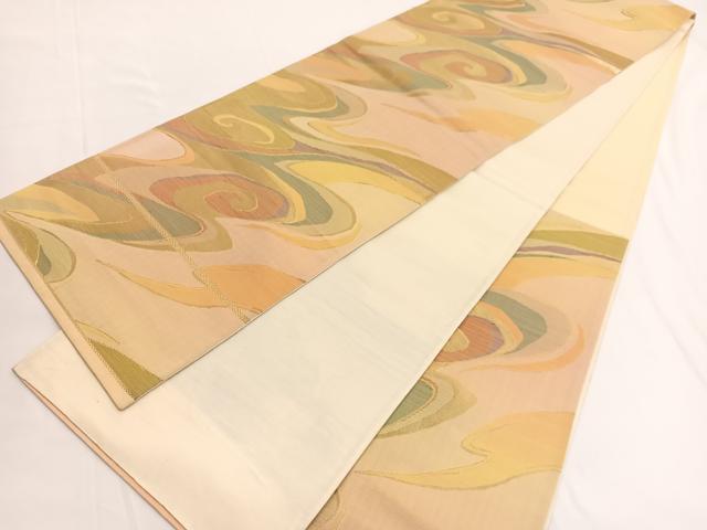 平和屋着物◎六通柄袋帯 流水文 金糸 正絹 逸品 BAAV9787hv