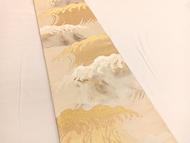 平和屋着物◎西陣 六通柄袋帯 立波文 金銀糸 正絹 逸品 BAAV9799hv