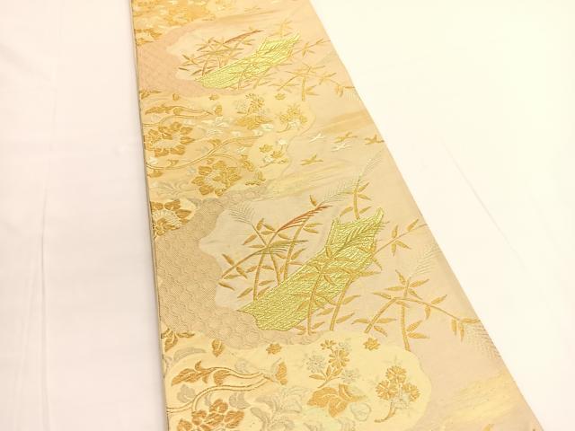 平和屋着物◎六通柄袋帯 板橋更紗花鳥文 金糸 正絹 逸品 BAAV9838hv